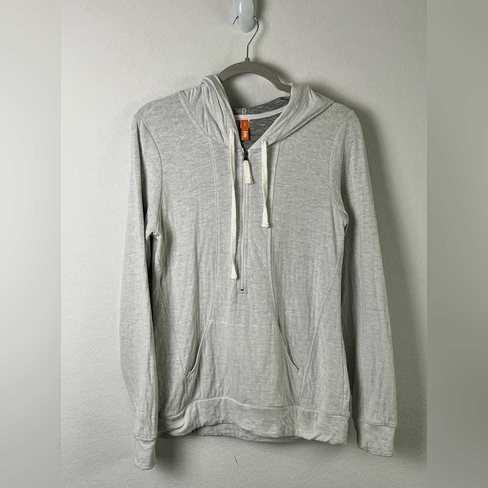 Lucy 3/4 Zip Light Gray Pullover Hoodie Workout Walking Yoga Pilates